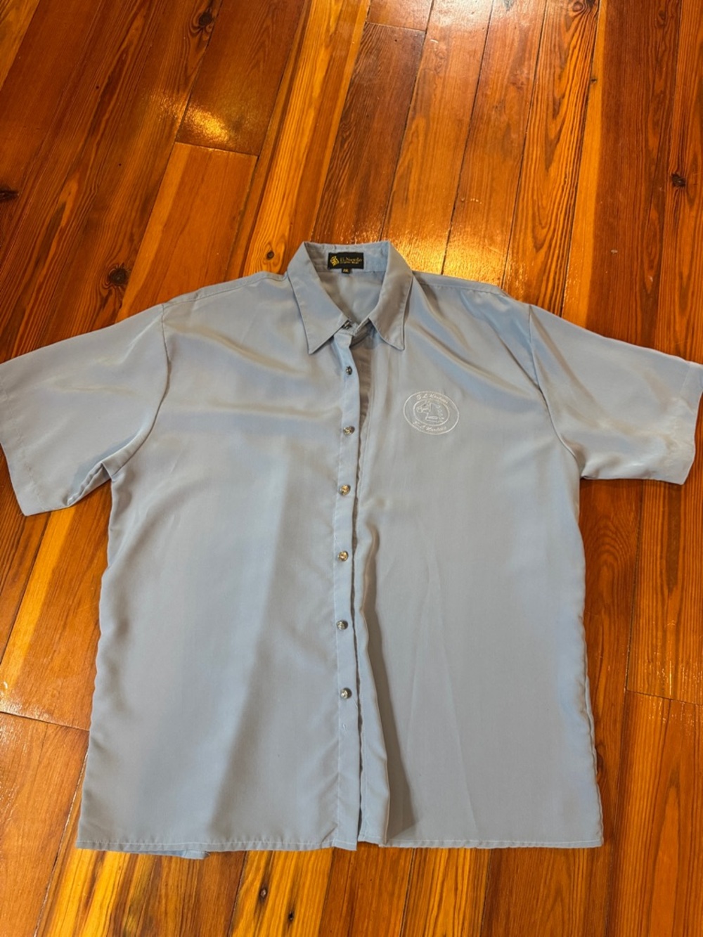 Light Blue Men's Short Sleeve Button-Up Shirt